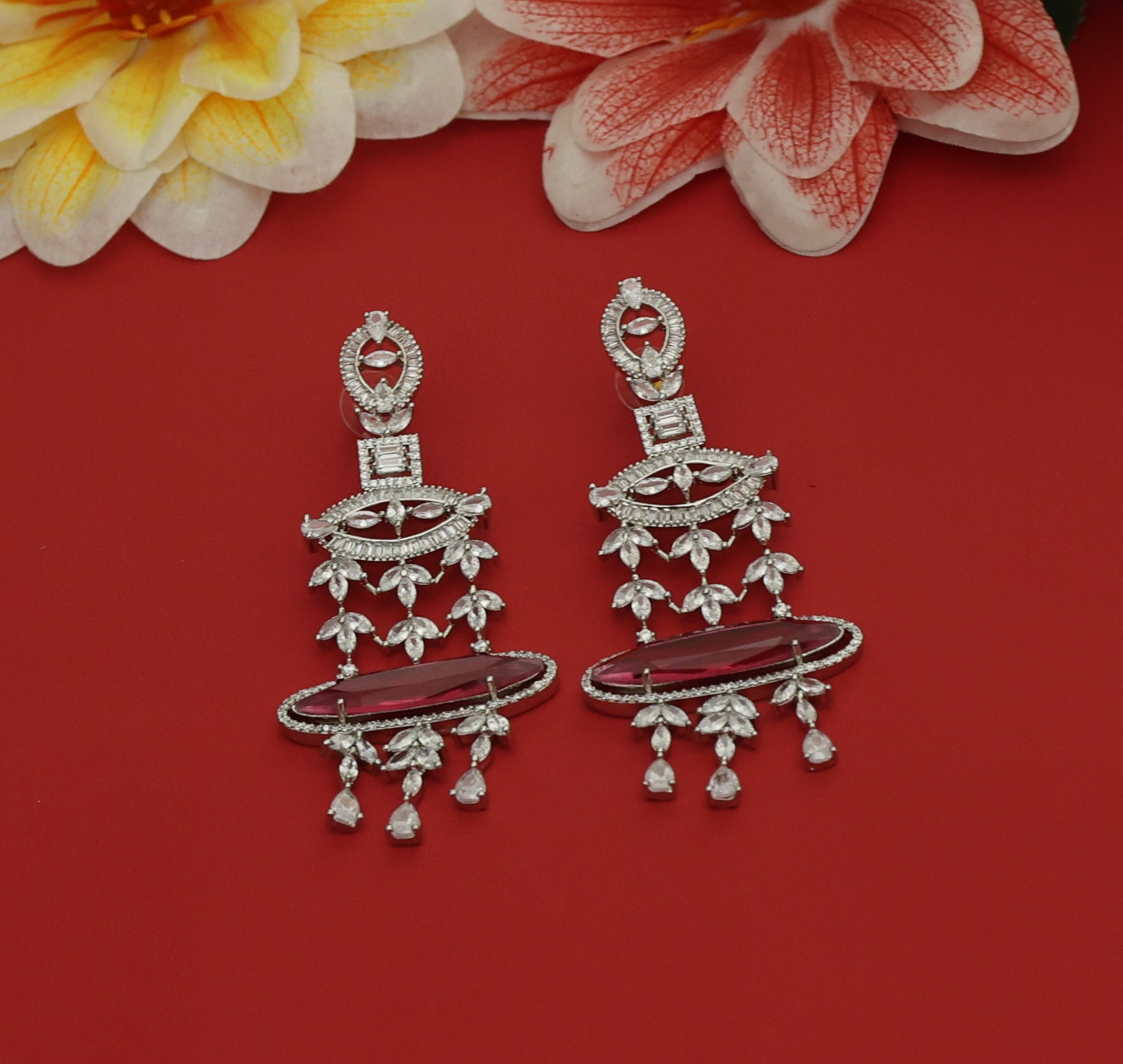 broad base designer long earrings